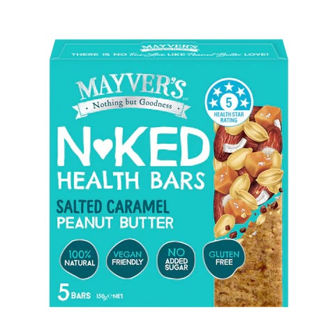 Mayvers Naked Health Bars - Salted Caramel Peanut Butter 5pk 150g