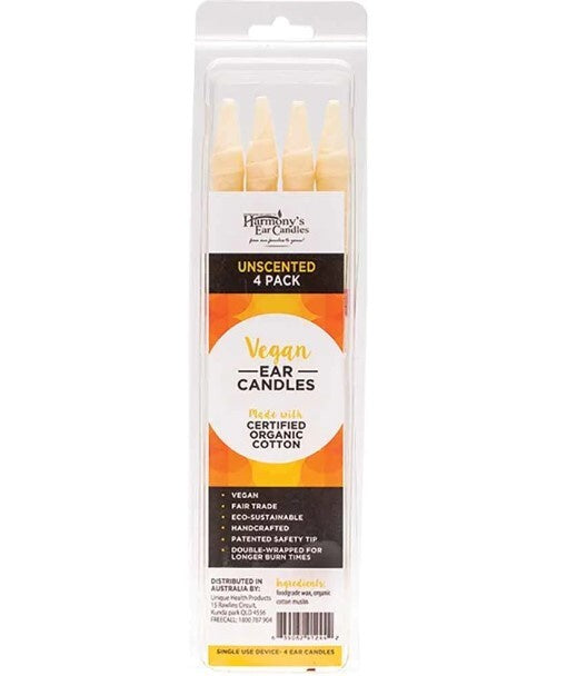 Harmonys Ear Candles Unscented Vegan Ear Candles 4pk