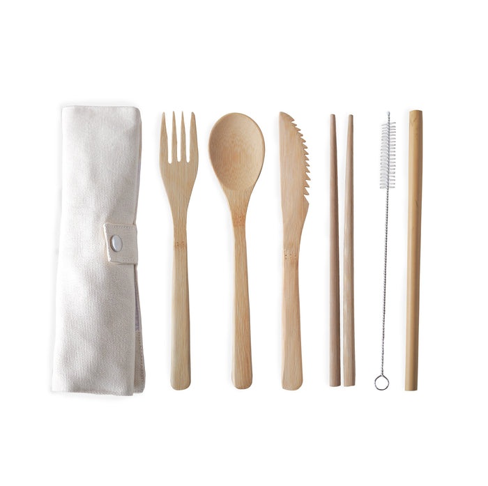 Brush It On Reusable Bamboo Cutlery Set - White