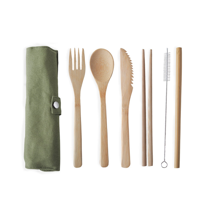 Brush It On Cutlery Set - Bamboo - Reusable - Green