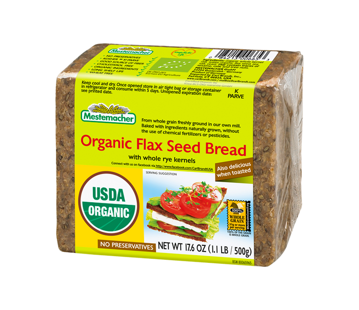 Mestemacher Organic Flaxseed Bread 500g (cold)