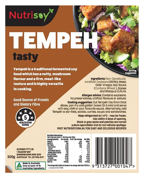 Nutrisoy Tempeh - Tasty Tempeh 300g (cold)