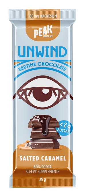 Peak Chocolate UNWIND Bedtime Chocolate Bar SALTED CARAMEL25g