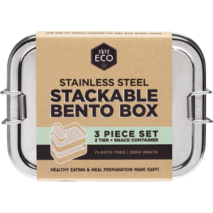 Ever Eco Stainless Steel Stackable Bento 3 Piece 1200ml