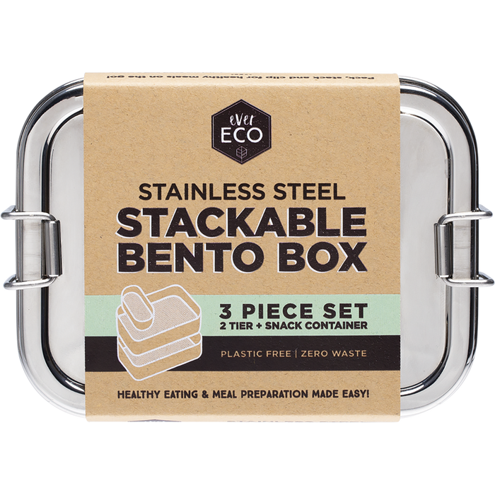 Ever Eco Stainless Steel Stackable Bento 3 Piece 1200ml