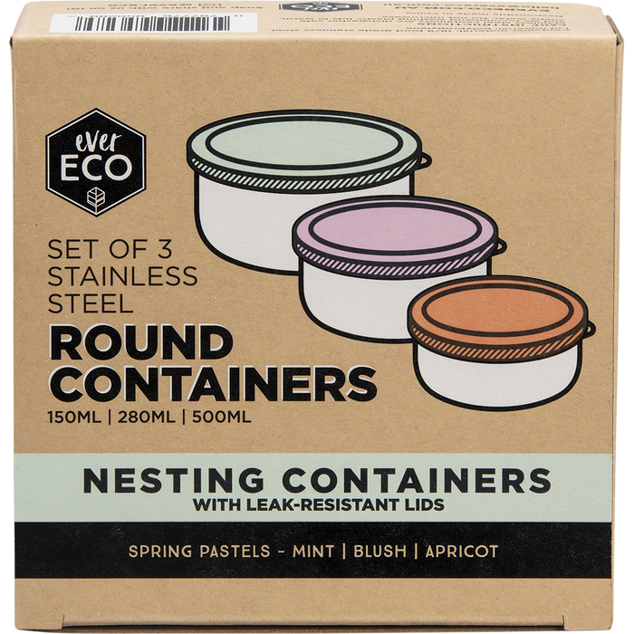 Ever Eco Stainless Steel Round Containers - Spring Pastels