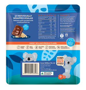 Sweet William Rice Crackle Chocolate Koala Sharepack 12 pack 180g (cold)