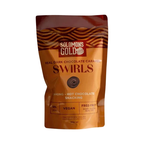 Solomons Gold Dark Choc Swirls - Caramel 150g (cold)