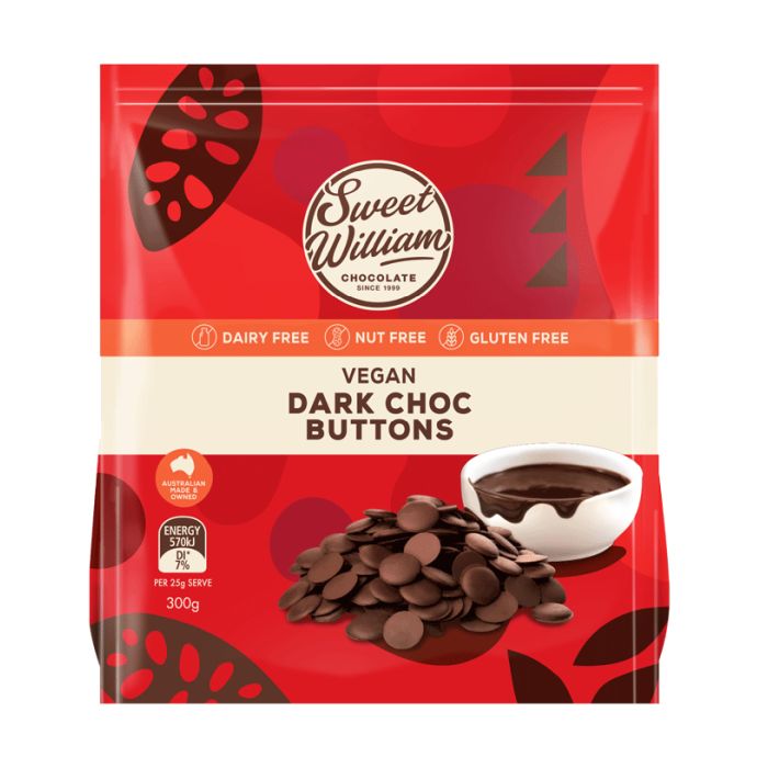 Sweet William Dark Choc Baking Buttons 300g (cold)