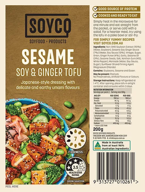 Soyco Tofu - Sesame, Soy and Ginger Tofu 200g