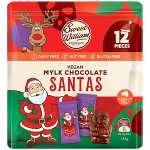 Sweet William Mylk Chocolate Santas 12pk 155g (cold)