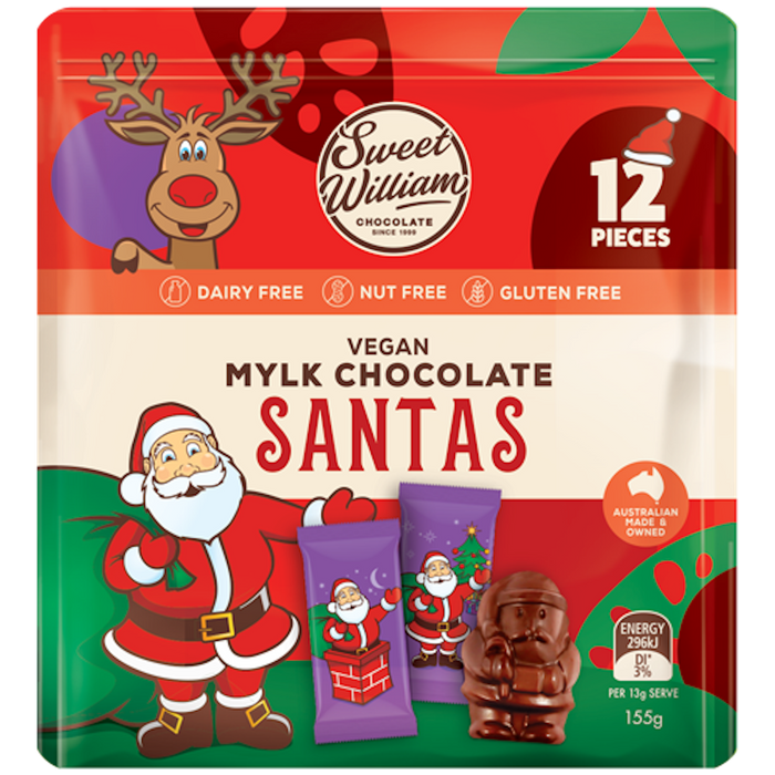 Sweet William Mylk Chocolate Santas 12pk 155g (cold)