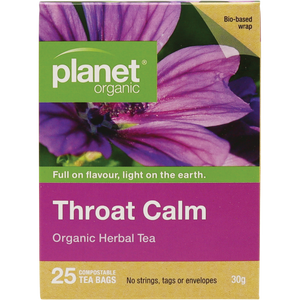 Planet Organic Throat Calm Herbal Tea 25pk