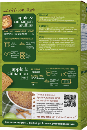 Yes You Can Apple Cinnamon Muffin Mix 400g