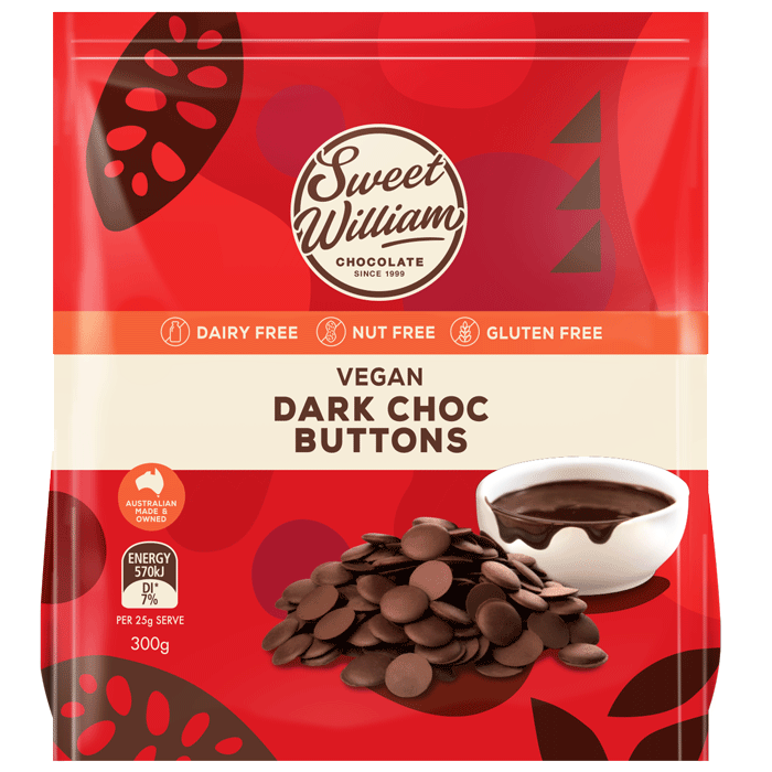 Sweet William Dark Choc Baking Buttons 300g (cold)