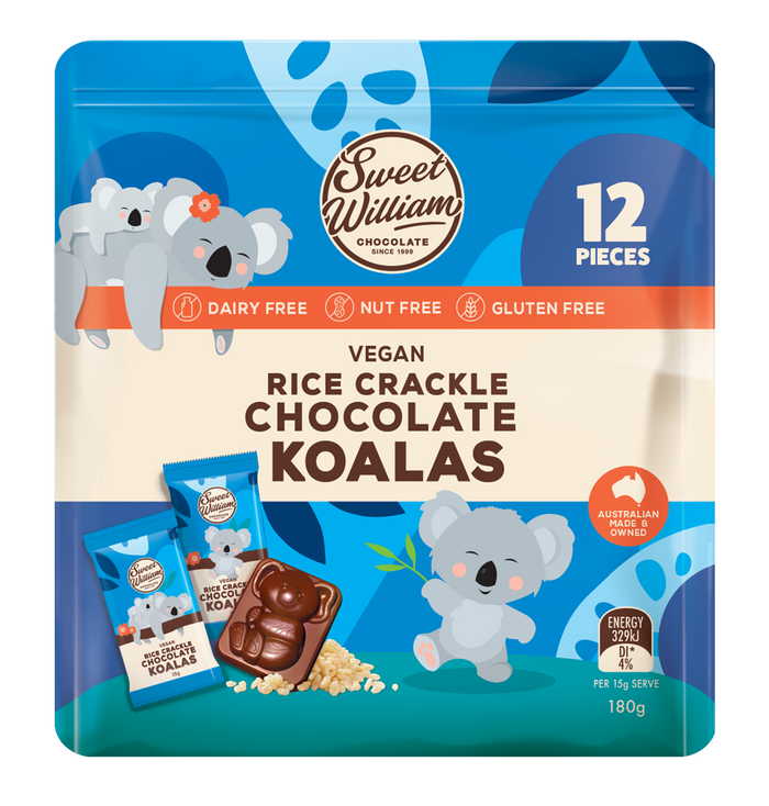 Sweet William Rice Crackle Chocolate Koala Sharepack 12 pack 180g (cold)