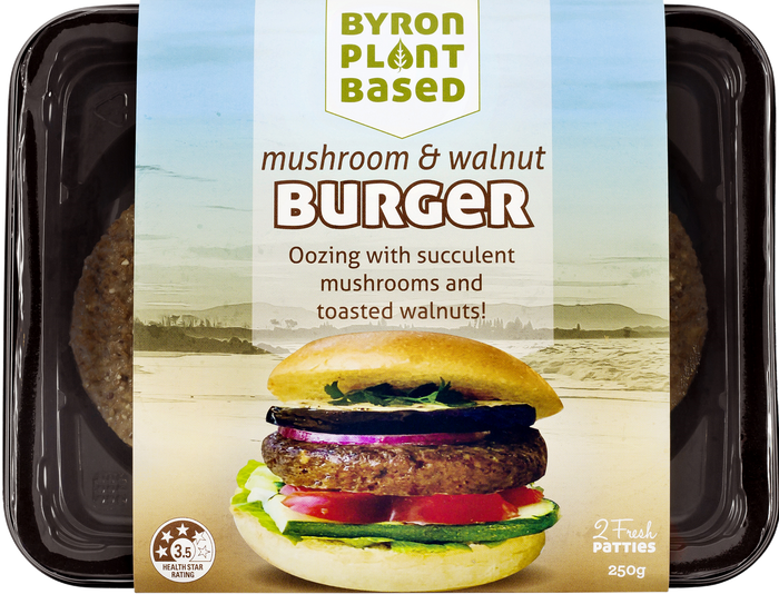 Byron Plant Based Mushroom & Walnut Burger 250g (cold)